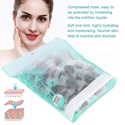 Máscara facial compactada de carvão de bambu 100pcs/pacote, máscara facial de cuidados com a pele descartável,