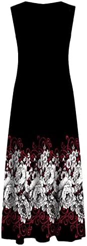 Vestidos de vestido maxi de vestido floral de gola manual feminino
