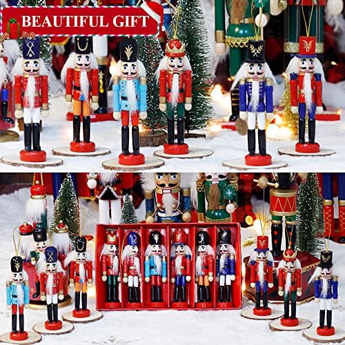 Jolik 12pcs Ornamentos de nozes de Natal de Natal Ofado de madeira Ornamentos de penduras de Natal