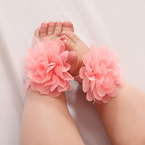 Cinaci 12 pares sólidos 2,8 Chiffon Flor Barefoot Sandals Feet Acessórios para meninas recém -nascidas