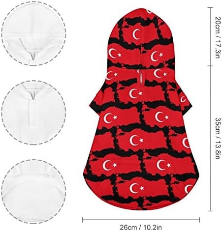 Turquia mapa bandeira com capuz de estimação de capuz de estimação de capuz com chapéu para cachorro Cat Puppy Roupe
