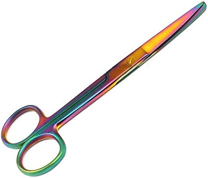 ODONTOMED2011® Multi Titanium Color Rainbow Scissor Scissor Sharp/Blunt 5.5 Aço inoxidável reto