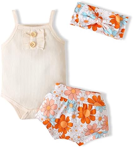 Grnshts bebês meninas shorts de verão define malha manganete de macacão mangas