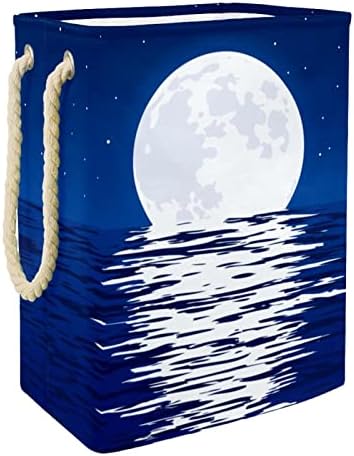 Lunda da lua -marítima cesto de lavanderia com alças grandes cestas dobráveis ​​para lixeira, sala de