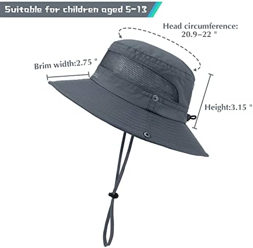 Kids Sun Hat para meninos meninos menino ao ar livre Hat chapéu upf 50+ Kid Chapéu de praia Brim