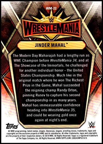2019 Topps Road to WrestleMania WrestleMania 35 lista WM-22 Jinder Mahal WWE Wrestling Trading Card