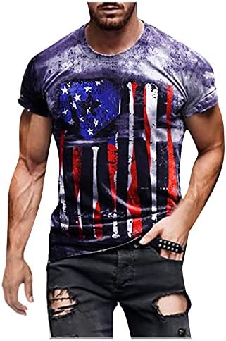 T-shirt American Flag Classic Fit for Men Stars and Stripes Manga curta Músculo