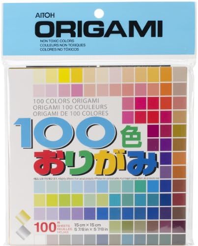Artigo de origami Aitoh M100C, 5.875 por 5.875 polegadas, 100 cores, 100 pacote