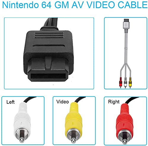 Cabo composto AV - Vídeo de áudio estéreo composto RCA para TV compatível com Nintendo 64 GameCube