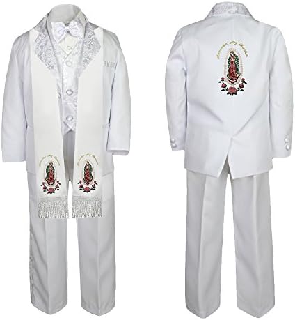 Unotux Baby Boy Communion Formal Paisley Suit Gold Guadalupe Stole & Back SM-20