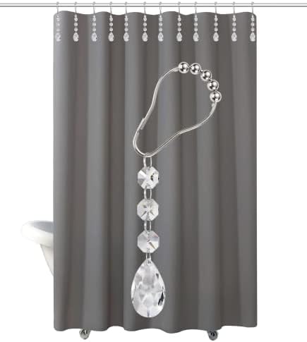 12pcs chuveiro cortina ganchos anéis para banheiro, contas de cristal contas de aço inoxidável resistente