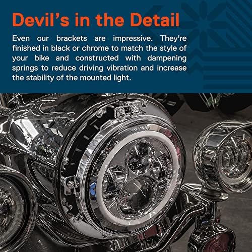 7 Luzes de passagem LED Headlight/4.5 para Harley Davidson + Suporte de Montagem [Chrome-Finish] [4500