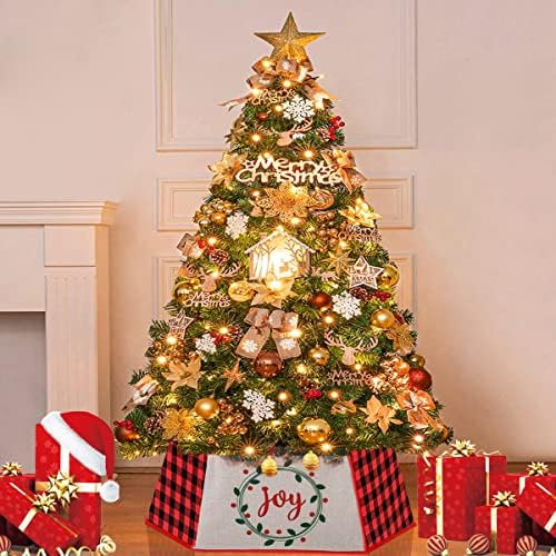 Modo CA Collar de árvore de Natal de 30 polegadas, anel de árvore de natal hexagona Decoração durável