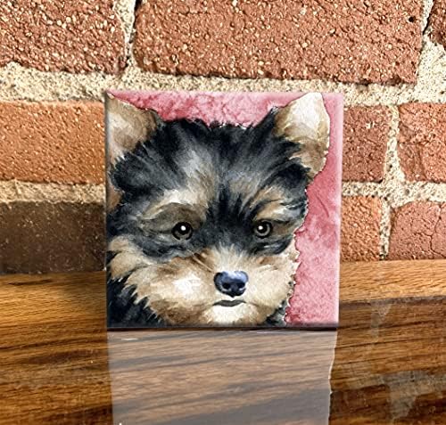 Yorkshire Terrier Puppy Contemporary Watercolor Dog Art Tile