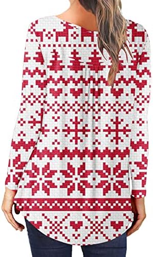 Ladies Crewneck Henley Blusa Férias de Natal Blouses Camisas Floral Snow Graphic Slimming Tunic Blouse CM