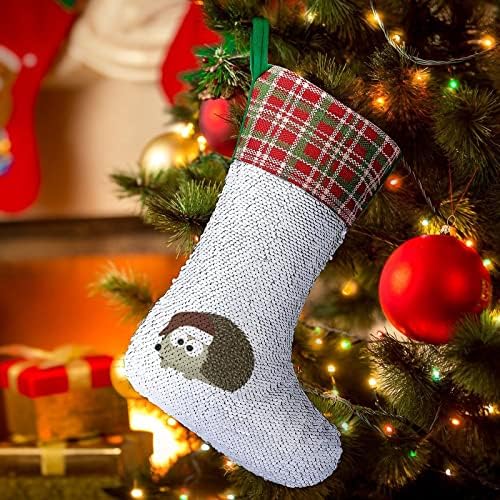 Santa Hedgehog lantejão meias de Natal brilhante decoração de ornamentos pendurados para a festa de