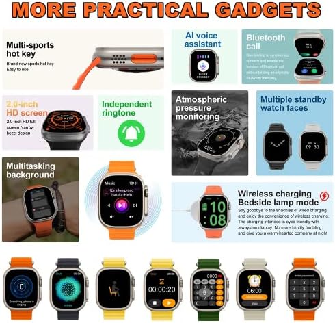 Hyglewy Smart Watch For Men Women Kids Android iPhone Compatível, rastreador de fitness smartwatch 2.09 '