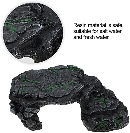 Vocoste Turtle Basking Platform, ornamento de aquário de rocha de resina de rocha de répteis, preto, verde,
