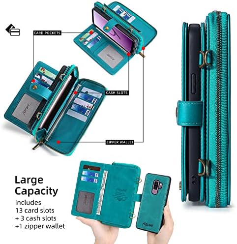 Compatível com Samsung Galaxy S9 Plus Caixa de carteira Crossbody Stap Stand Polta Multi-função