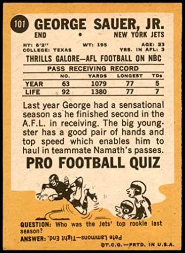 1967 Topps 101 George Sauer New York Jets Ex Jets Texas