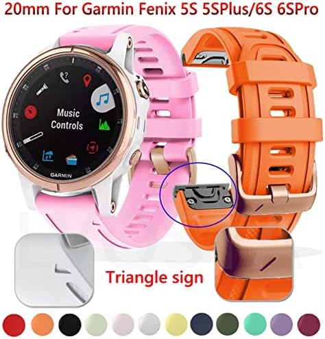 Buday 20mm Watch Band tiras para Garmin Fenix ​​7S 6S 6SPro Relógio Quick Lanke Silicone Fase Fit Wrist Bands para