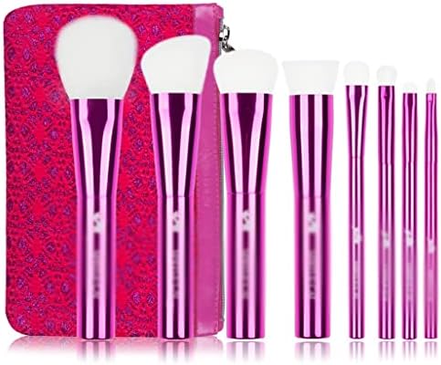 Qwzyp maquiagem pincel-8 portátil de cabelo sintético de maquiagem rosa porco de maquiagem de maquiagem