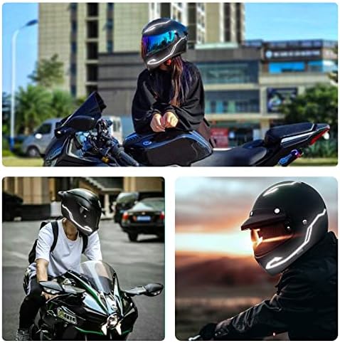 Zuoyouz Recarregável Luz de capacete de motocicleta, 3 modos que impulsionam as tiras de luz, kit