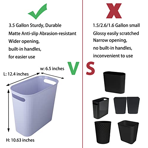 Rejomiik Pequeno lata de lixo, lixo pode ter cesto de lixo de 3,5 galões de preto e pervinca