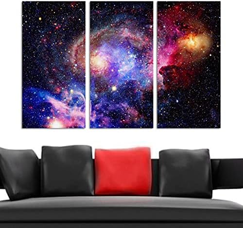 Arte de parede para sala de estar, pintura a óleo sobre tela grande emoldura a galáxia espacial e obra de nebulosa