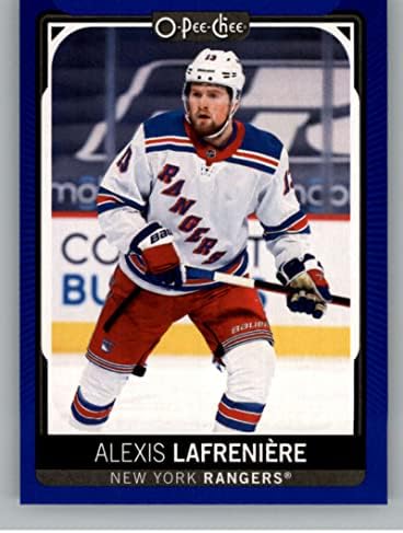 2021-22 O-PEE-Chee Blue Border 30 Alexis Lafreniere New York Rangers NHL Hockey Trading Card