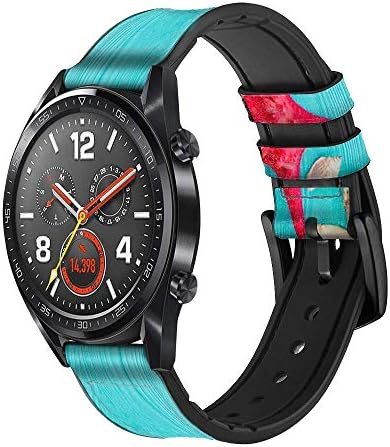 CA0728 Aqua Wood Starfish Shell Leather & Silicone Smart Watch Band Strap for Wristwatch Smartwatch
