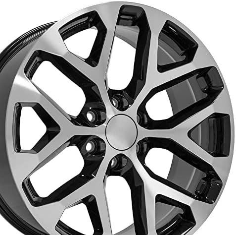OE Wheels LLC Rim de 22 polegadas se encaixa no Chevy Silverado Snowflake Wheel CV98b 22x9 Mach'd Black Wheel Hollander