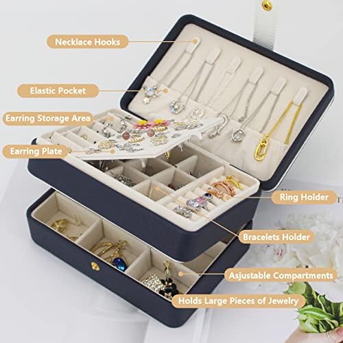 Kooaaicchi Small Jewelry Box, Organizador de jóias de viagem, caixas de jóias portáteis para