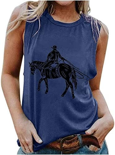 Tampas de tanque para mulheres vintage western cowboy tees gráficos de verão camisa country camisa