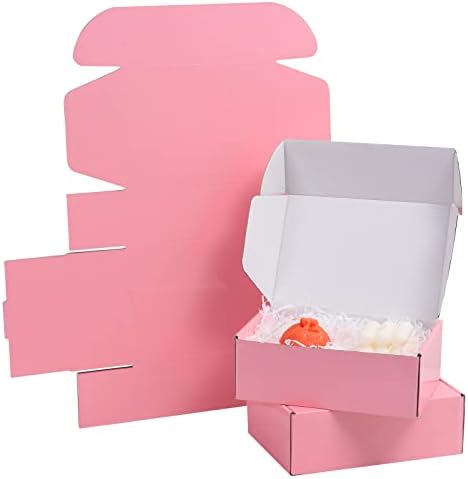 Snogswog 28 pacote 10x8x3 polegadas Caixas de remessa rosa para pequenas empresas, pequena caixa de presente de