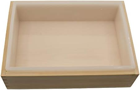 Molde de sabão de silicone molde quadrado flexível com caixa de madeira e capa de madeira Ferramenta