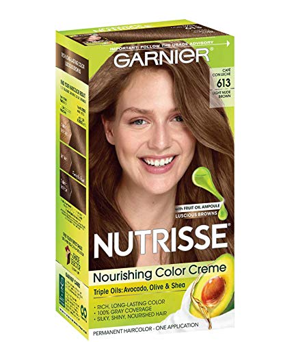 Garnier Hair Color Nutrisse Nourishing Creme, 613 tinta de cabelo permanente marrom nua marrom, 2 contagem