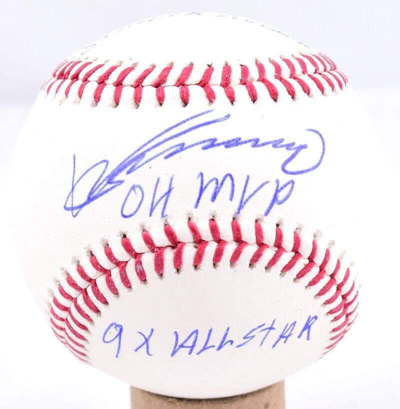 Vladimir Guerrero Sr. assinado Rawlings OML beisebol com 3 inscrições -beckettwholo - Bolalls autografados
