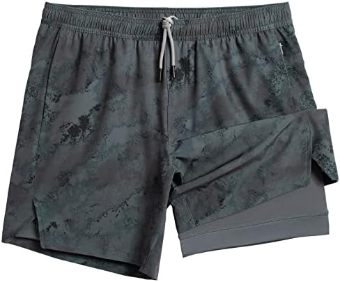 shorts de ginástica maamgica para homens, 7 polegadas de 7 polegadas com liner alongamento 2 em 1 shorts