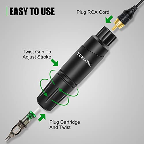 Kit de caneta de máquina sem fio - Yuelong Complete Black Machine Pen com estojo de kit de energia