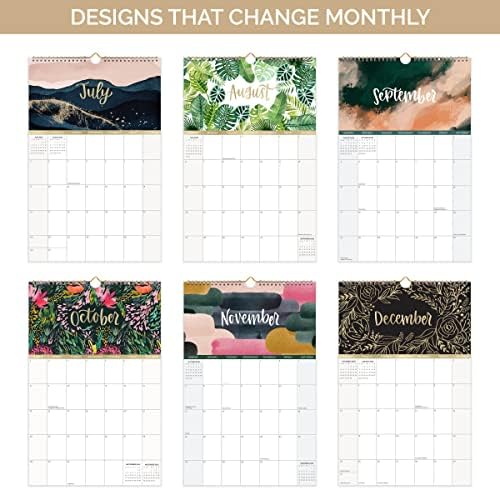 Bloom Daily Planners 2023 CALENDÁRIO Ano pendurado mensal Calendário de parede - 11 ”x 17” - Designs sazonais