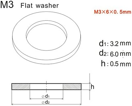 M3X6X0.5mm Lavadora plana, aço inoxidável, lavadora lisa, PK 200