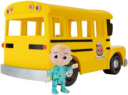 Cocomelon Official Musical Yellow School Bus, toca clipes de 'Wheels on the Bus', com Figura Removível