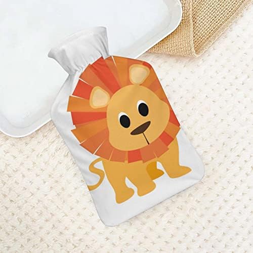Garrafa de água quente de leão com tampa macia para compressão quente e terapia a frio alívio da