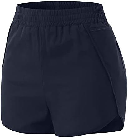 Zpervoba Women's Bermuda shorts executando bolsos elásticos calças shorts shorts treino atlético calça feminina
