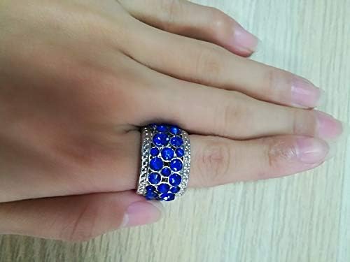 Novo lindo anel de safira azul prateada 925 jóias de casamento de noivado de noivado
