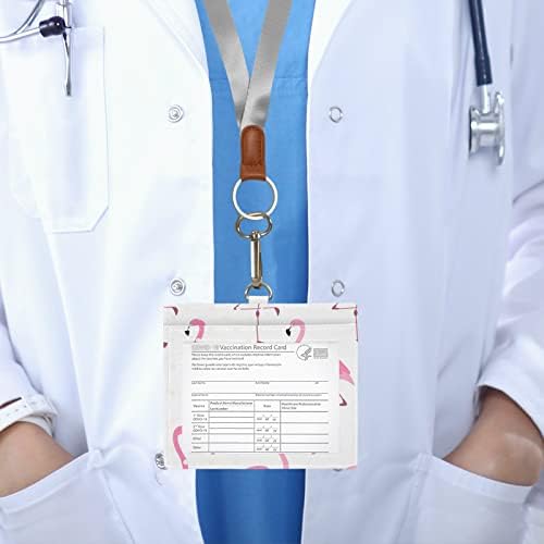 Tampa do suporte para cartões de vacina 4x3 Protetor de cartão de accinação de flamingo rosa com corretora