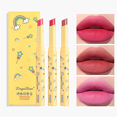 Batom de tinta vermelha Extrato de cenoura Linda capa Shimmer Lipstick para mulheres