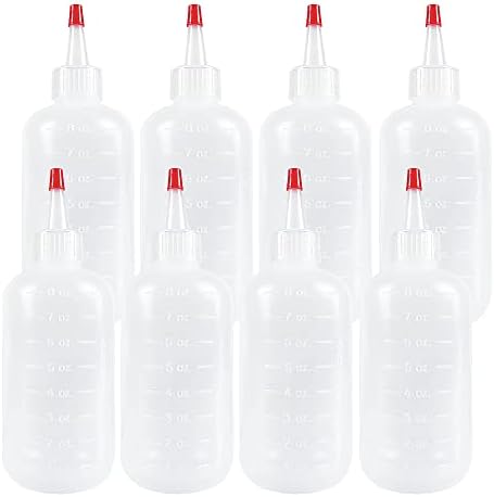 Seewavom 8 pacote de 8 onças de garrafas de aperto de plástico com tampas de plástico pequenas