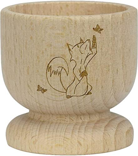 Azeeda 'Plandful Fox & Butterflies' Wooden Egg Cup
